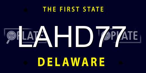 LAHD77 Delaware License Plate
