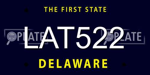 LAT522 Delaware License Plate