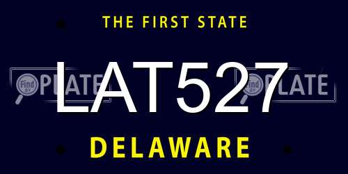 LAT527 Delaware License Plate