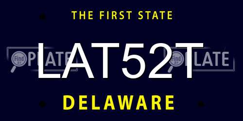 LAT52T Delaware License Plate