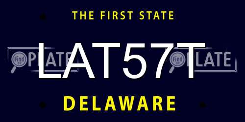 LAT57T Delaware License Plate