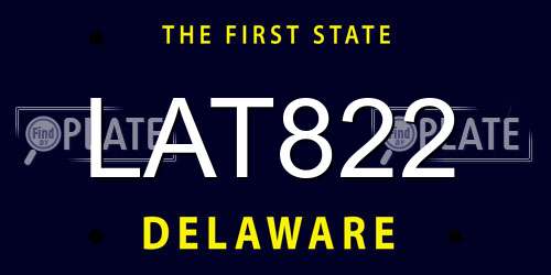 LAT822 Delaware License Plate