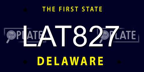 LAT827 Delaware License Plate