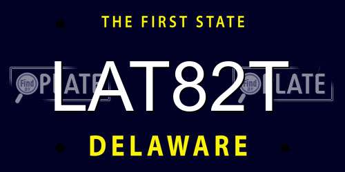 LAT82T Delaware License Plate