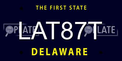 LAT87T Delaware License Plate