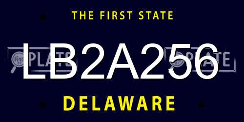 LB2A256 Delaware License Plate