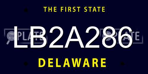 LB2A286 Delaware License Plate
