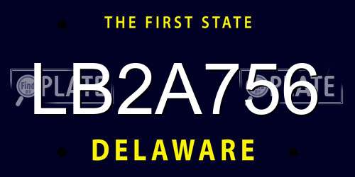LB2A756 Delaware License Plate