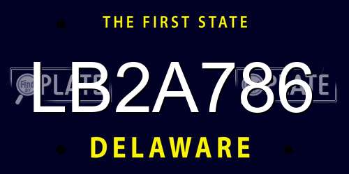 LB2A786 Delaware License Plate