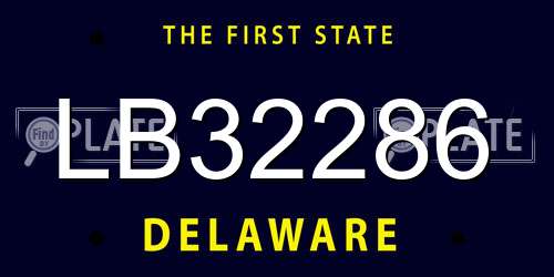 LB32286 Delaware License Plate