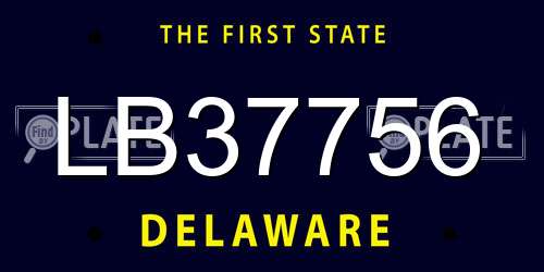 LB37756 Delaware License Plate