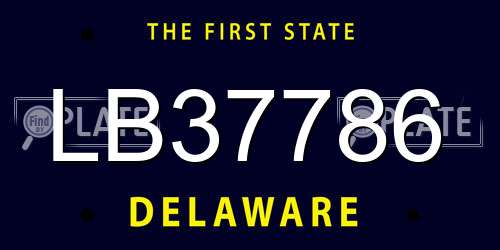 LB37786 Delaware License Plate