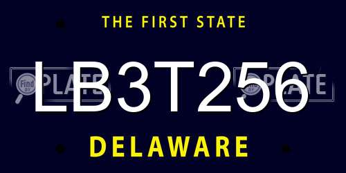 LB3T256 Delaware License Plate