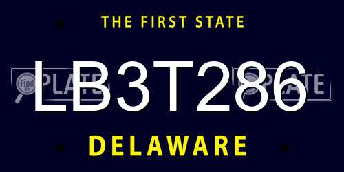 LB3T286 Delaware License Plate