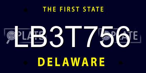 LB3T756 Delaware License Plate