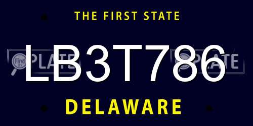 LB3T786 Delaware License Plate
