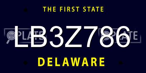 LB3Z786 Delaware License Plate