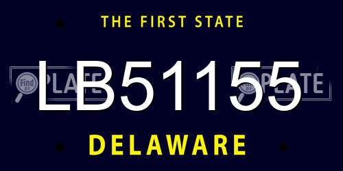 LB51155 Delaware License Plate