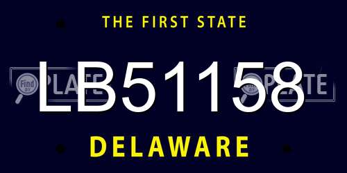 LB51158 Delaware License Plate