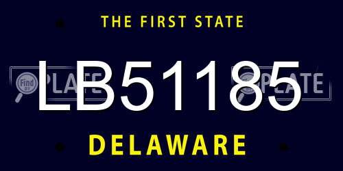 LB51185 Delaware License Plate