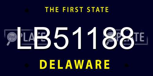 LB51188 Delaware License Plate