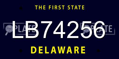 LB74256 Delaware License Plate