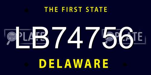 LB74756 Delaware License Plate
