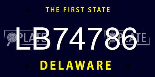 LB74786 Delaware License Plate
