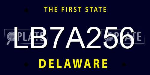 LB7A256 Delaware License Plate
