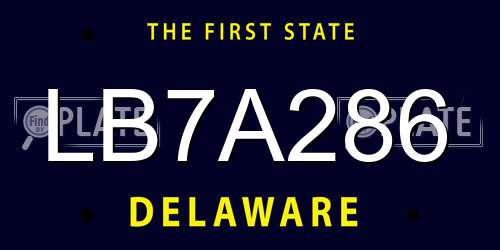 LB7A286 Delaware License Plate