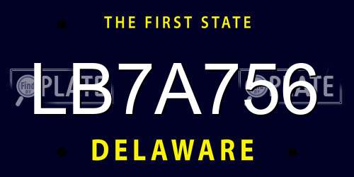 LB7A756 Delaware License Plate