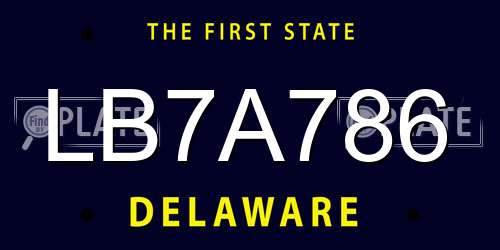 LB7A786 Delaware License Plate