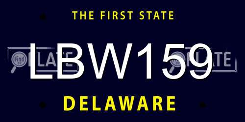 LBW159 Delaware License Plate