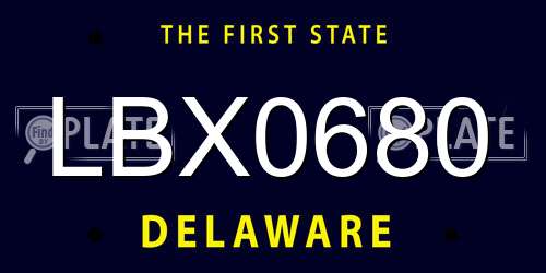 LBX0680 Delaware License Plate