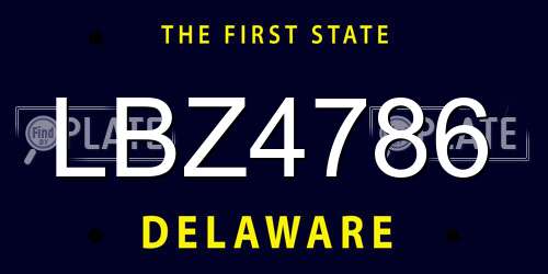 LBZ4786 Delaware License Plate