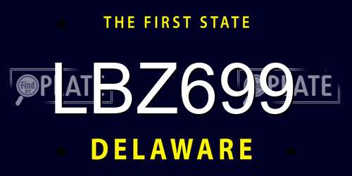 LBZ699 Delaware License Plate