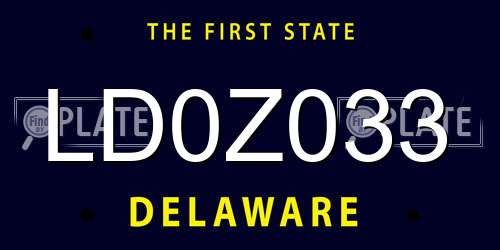 LD0Z033 Delaware License Plate