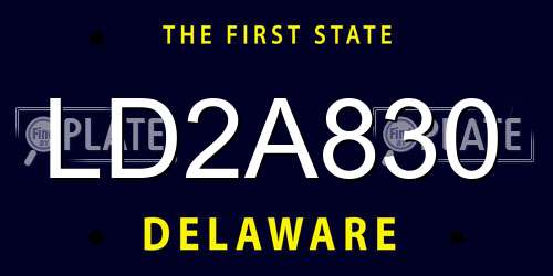 LD2A830 Delaware License Plate
