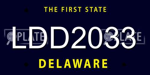 LDD2033 Delaware License Plate