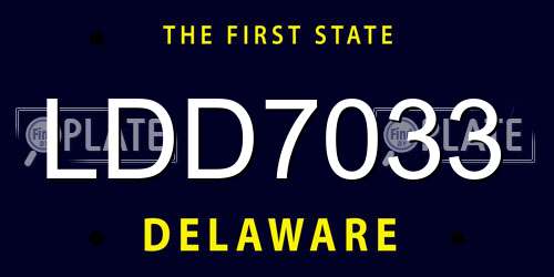 LDD7033 Delaware License Plate