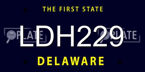 LDH229 Delaware License Plate