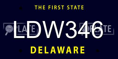 LDW346 Delaware License Plate