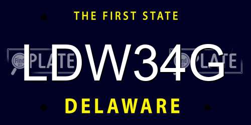 LDW34G Delaware License Plate
