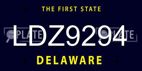 LDZ9294 Delaware License Plate