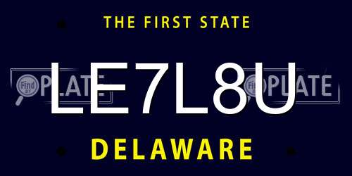 LE7L8U Delaware License Plate