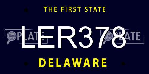LER378 Delaware License Plate