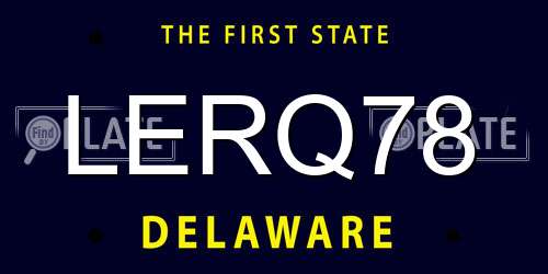 LERQ78 Delaware License Plate