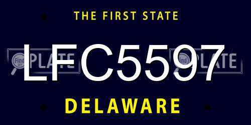 LFC5597 Delaware License Plate