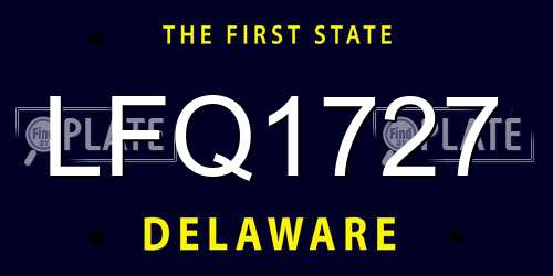 LFQ1727 Delaware License Plate