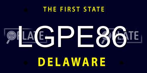 LGPE86 Delaware License Plate